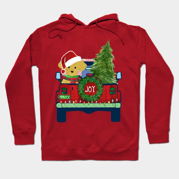 Cute Preppy Golden Retriever Christmas Jeep Hoodie by EMR_Designs